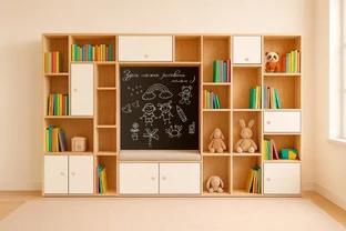 Стеллаж с местом для сидения «Веселые полочки» Стеллаж с местом для сидения «Веселые полочки»