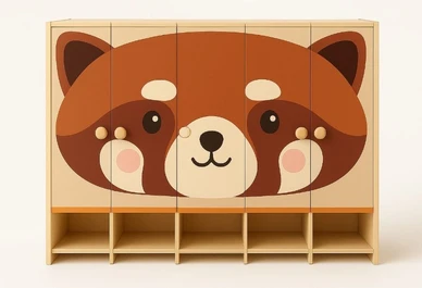 Шкаф 5-секционный с местом для обуви Красная панда