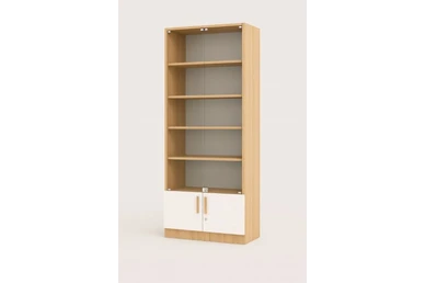 Большой шкаф-витрина со стеклянными дверцами