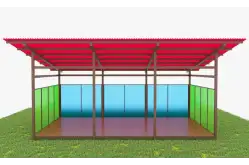 Теневой навес с цинковым напылением и акриловыми панелями ТН01 400х400 см1