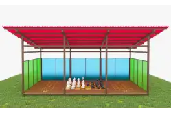 Теневой навес с цинковым напылением и акриловыми панелями ТН03 400х400 см1