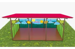 Теневой навес с цинковым напылением и акриловыми панелями ТН03 400х400 см1