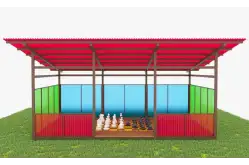 Теневой навес с цинковым напылением и акриловыми панелями ТН04 500х400 см1