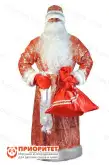 Взрослый карнавальный костюм «Дед Мороз» красный (Парча)1