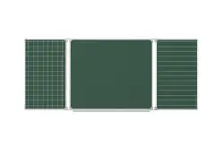 Школьная доска разлинованная 200х85 см, магнитно-меловая, клетка и линейка, трехэлементная1