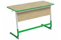 Стол двухместный Нова 5-7 г/р, дуб Бардолино/зеленый, каркас белый/зеленый