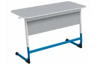 Стол двухместный Нова 5-7 г/р, серый, каркас белый/синий