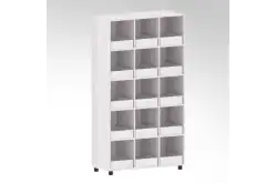 Стеллаж для обуви в школу с пластиковыми ящиками, 15 ячеек, 1024×420×1846 мм (Ш×Г×В)1