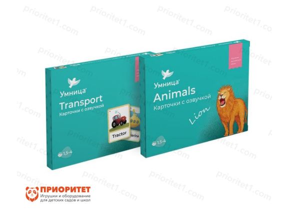 Развивающий комплект карточек на английском языке «Animals и Transport 2в1»