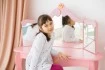 Розовый комод трюмо для девочек с табуретом и зеркалом