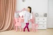 Розовый комод трюмо для девочек с табуретом и зеркалом для детского сада