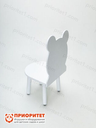 Детский стул белый мишка вид сбоку