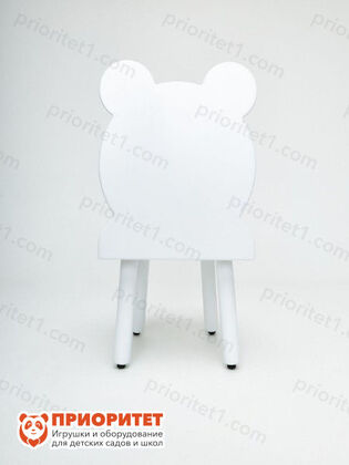 Детский стул белый мишка вид сзади