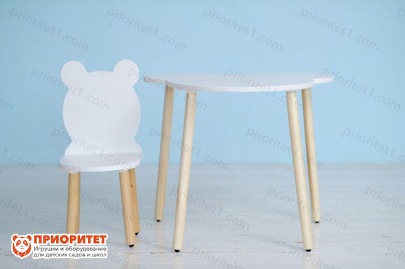 Стол и стул белый Мишка для детей