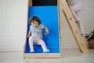 Детская горка деревянная для помещений синяя горка