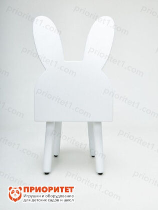Детский стул зайчик белого цвета вид сзади