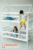 Кровать для детского сада двухъярусная «Домик хвоя» белая1