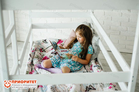 Кровать детская горка с ящиками выбеленная береза