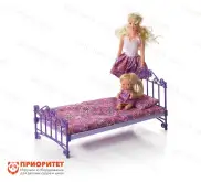 Кроватка для кукол фиолетовая с постельным бельем1