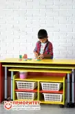 Многофункциональный детский стол со стеллажом детский «Поместим все» желтый1