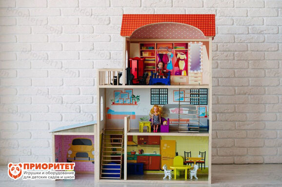 Кукольный домик с мебелью из пластика для девочек