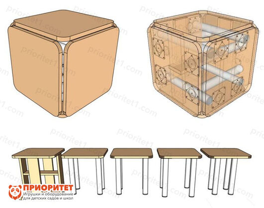 Набор «Компактная пятерка» (стол и 4 стула) сборка