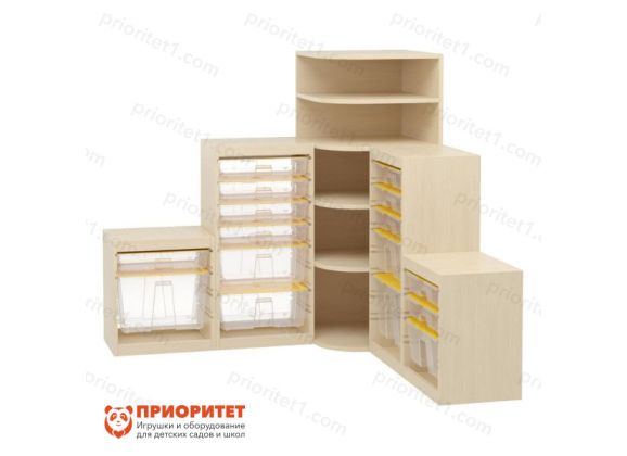 Игровой угловой стеллаж с комплектом контейнеров (5 секций)