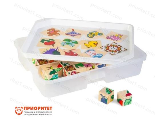 Комплект деревянных кубиков с картинками (8 видов)