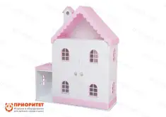 Кукольный домик из фанеры «Снежана» с дверками бело-розовый1
