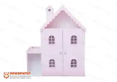 Кукольный домик из фанеры «Снежана» с дверками лилово-розовый1