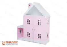 Кукольный домик из фанеры «Снежана» с дверками розово-белый1
