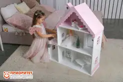 Кукольный домик из фанеры «Снежана» бело-розовый1