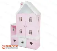 Кукольный домик из фанеры «Стефания» с дверками розово-белый1