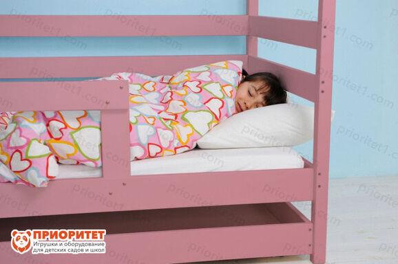 Кровать Домик Хвоя розовая для детей