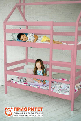 Двухъярусная кровать Домик Хвоя розовый для детей