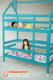 Кровать для детского сада двухъярусная «Домик хвоя» мятная1