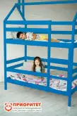 Кровать для детского сада двухъярусная «Домик береза» синяя1