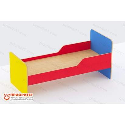 Кровать детская одноярусная с двумя бортами цветная (ДВП)