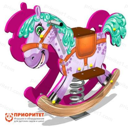 Качалка на пружине Пони для детской площадки розовая