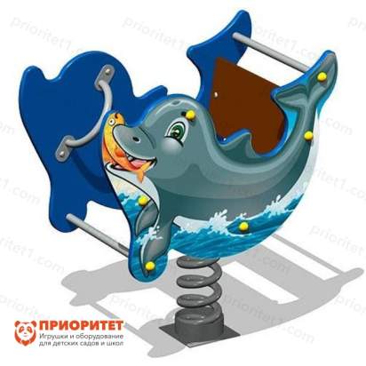 Качалка на пружине Дельфинчик для детской площадки (серый)