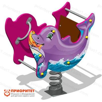 Качалка на пружине «Дельфинчик» для детской площадки (розовый)