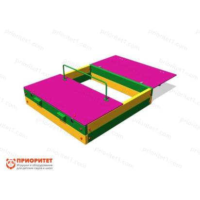 Песочница с откидной крышкой для детской площадки открытая наполовину