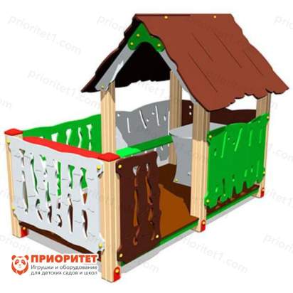 Детский игровой домик Хижина с оградой для детской площадки