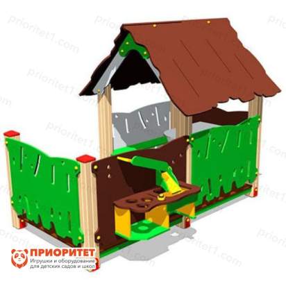 Детский игровой домик Хижина с кухней для детской площадки