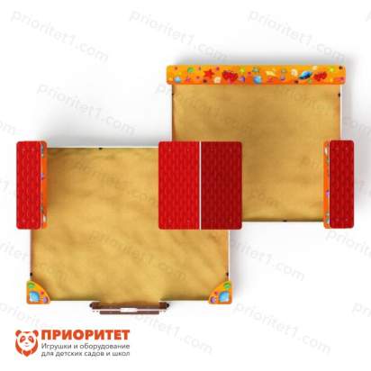 Песочный дворик двойной большой Домик (Ракушки) с навесом для детской площадки 3