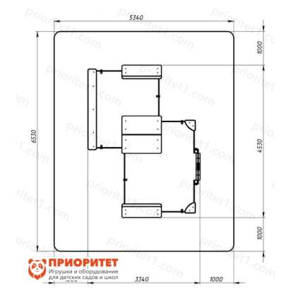 Песочный дворик двойной большой Домик (Ракушки) с навесом для детской площадки 4