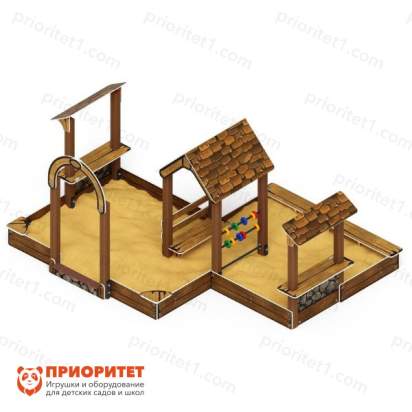 Песочный дворик двойной большой Домик с навесом (коричневый) для детской площадки 2