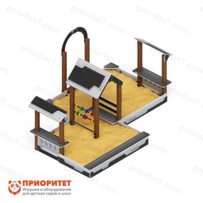 Песочный дворик двойной большой Домик с навесом (Техно) для детской площадки 2