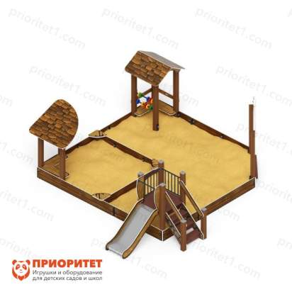 Песочный дворик с горкой (коричневый) для детской площадки 4