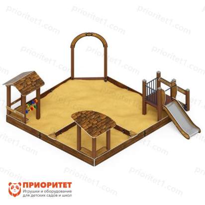 Песочный дворик с горкой (коричневый) для детской площадки 6